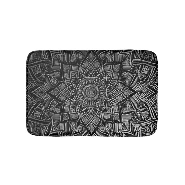 Alfombra de baño Mandala de plata (Anverso)