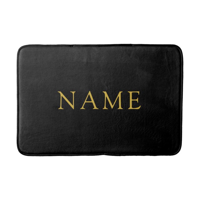 Alfombra de baño negra sólida personalizada con no (Anverso)