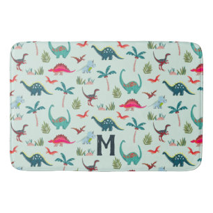 Alfombra de baño para niños con monograma de dinos