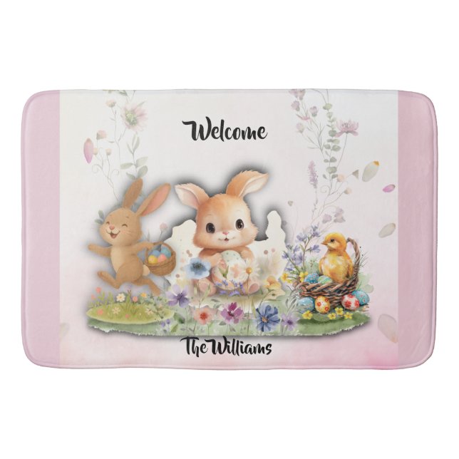 Alfombra de baño personalizada del conejo de Pascu (Anverso)