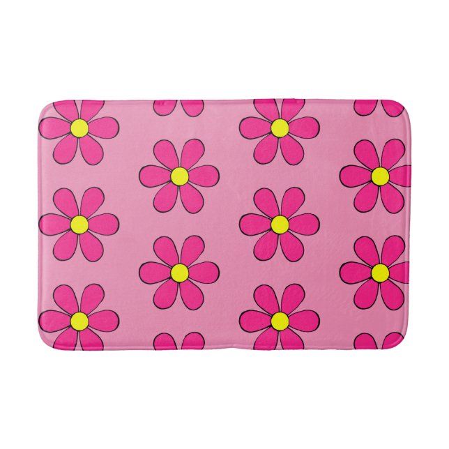 Alfombra de baño retro rosa Daisy Cute Summer Bath (Anverso)