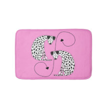 Alfombra de baño rosa para perros dálmatas