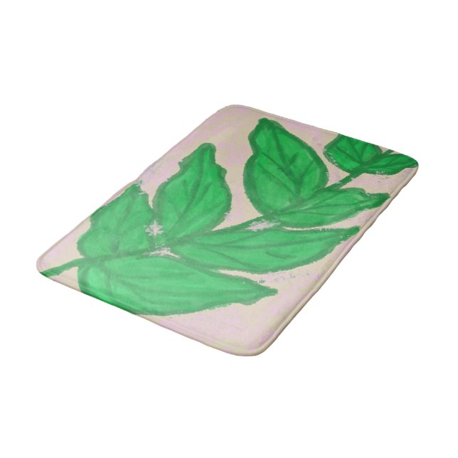 Alfombra de baño verde hoja rosa beige (Angular)