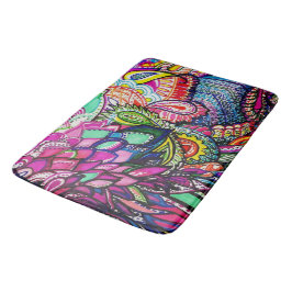 Alfombra de baño Zen Doodle Diseño de pluma colori