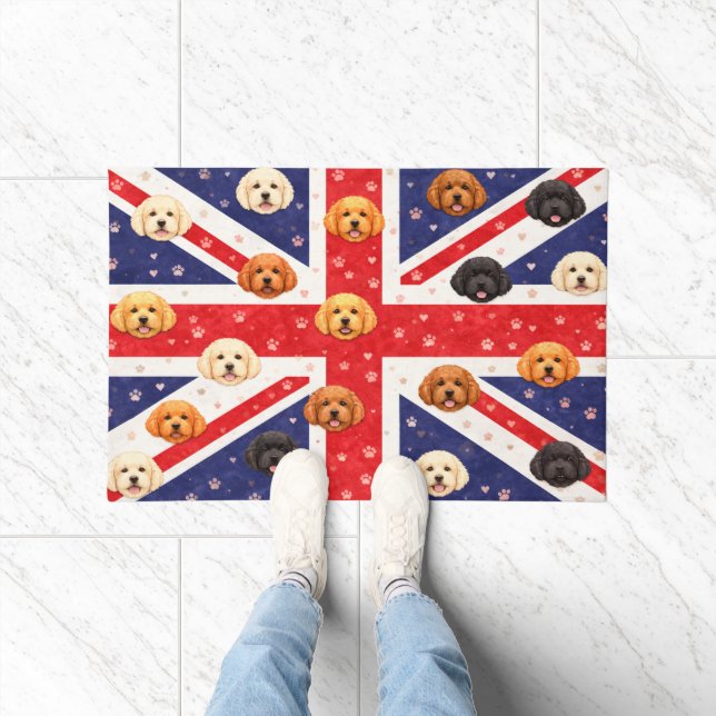 Alfombra de bienvenida Cockapoo Union Jack | Alfom (Interior)