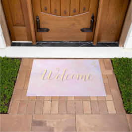 Alfombra de bienvenida con acuarela rosa, púrpura