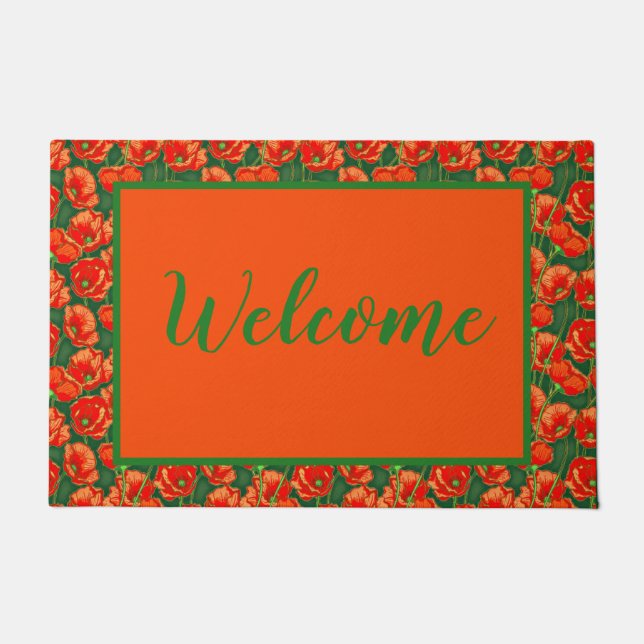 alfombra de bienvenida con amapolas naranjas (Anverso)