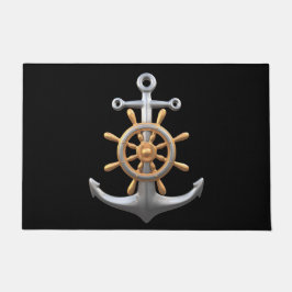 Alfombra de bienvenida con ancla y timón de barco