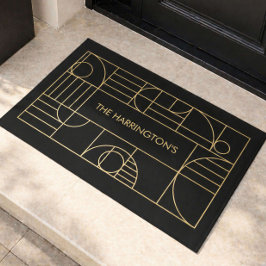 Alfombra de bienvenida con apellido de familia en