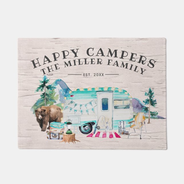 Alfombra de bienvenida con apellido | Felices camp (Anverso)