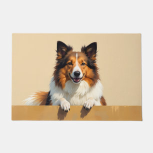Alfombra de Bienvenida con Arte de Collie de Pelo 