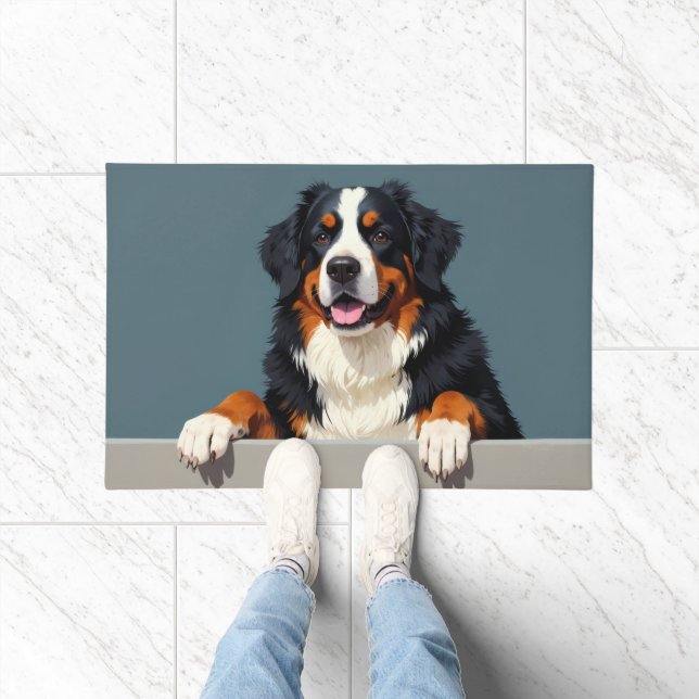 Alfombra de bienvenida con arte de perro de montañ (Interior)