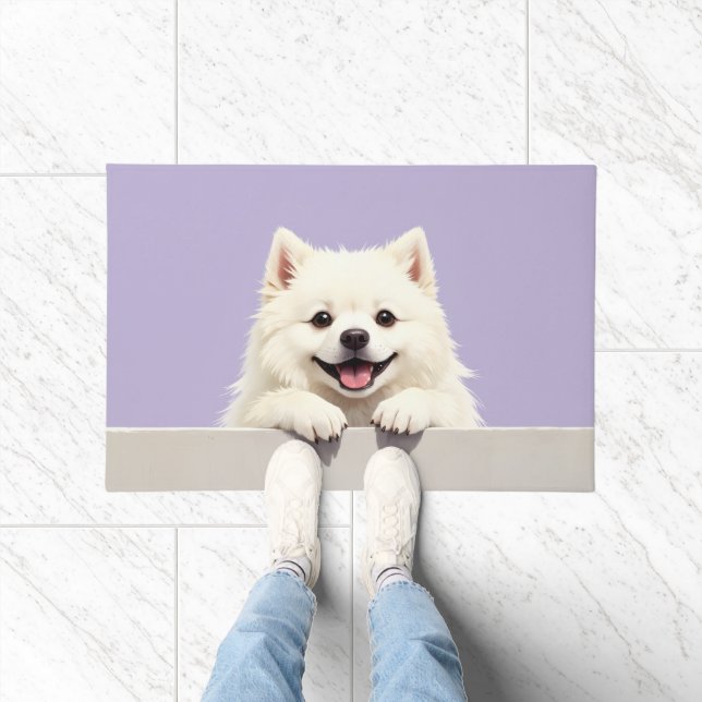 Alfombra de bienvenida con arte de perro esquimal  (Interior)