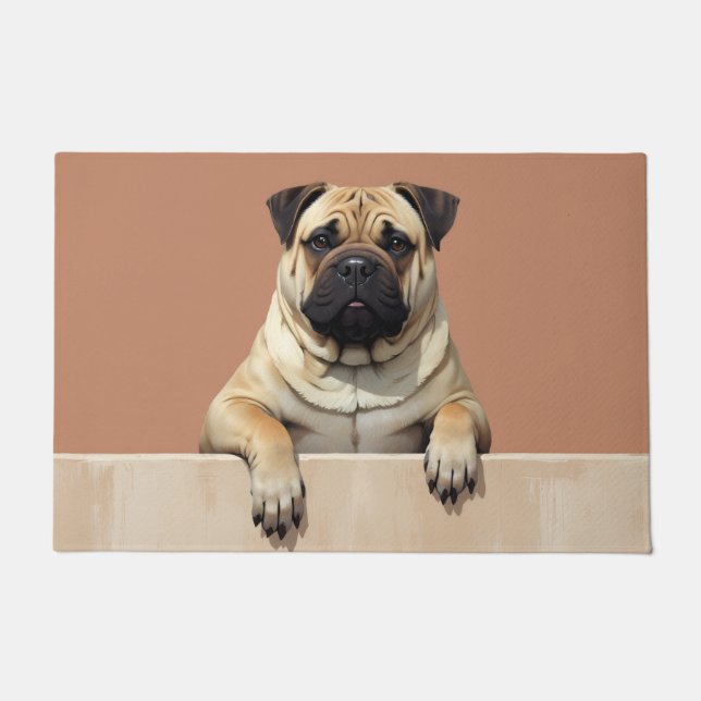 Alfombra de bienvenida con arte de perro Shar-Pei (Anverso)