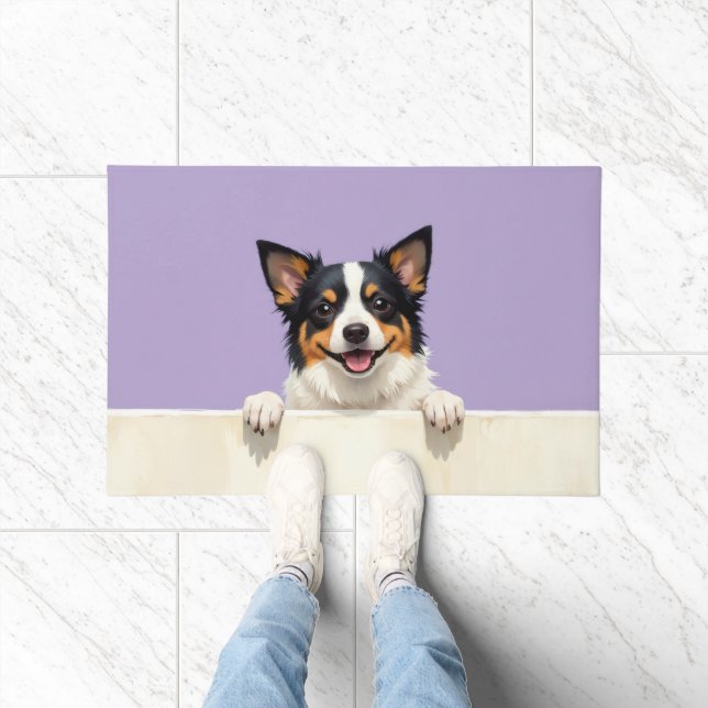 Alfombra de bienvenida con arte de perro terrier B (Interior)