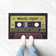 Alfombra de bienvenida con arte pop de casete retr