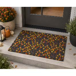 Alfombra de bienvenida con hojas de otoño y bayas
