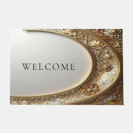 Alfombra de bienvenida con marco dorado ornamentad