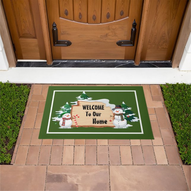 Alfombra de bienvenida con muñecos de nieve (Exterior)