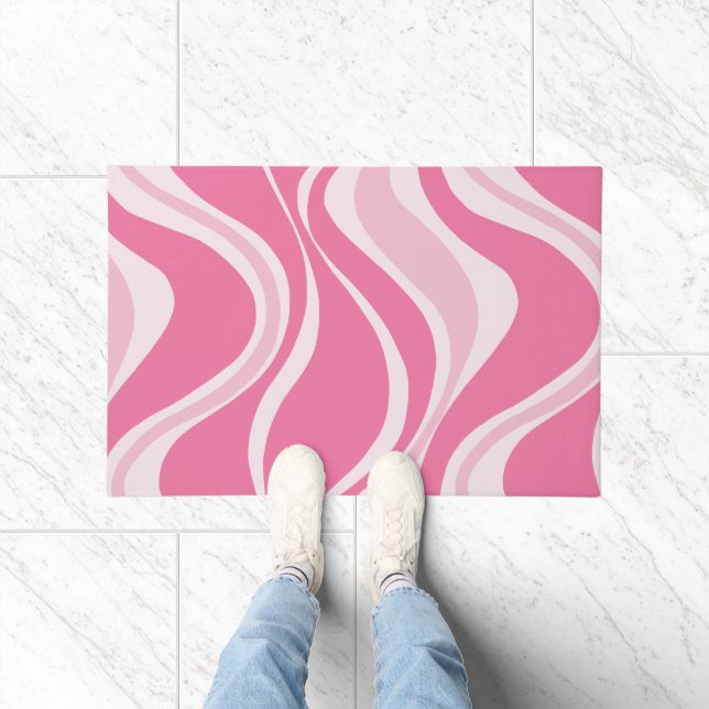 Alfombra de bienvenida con olas rosadas (Interior)