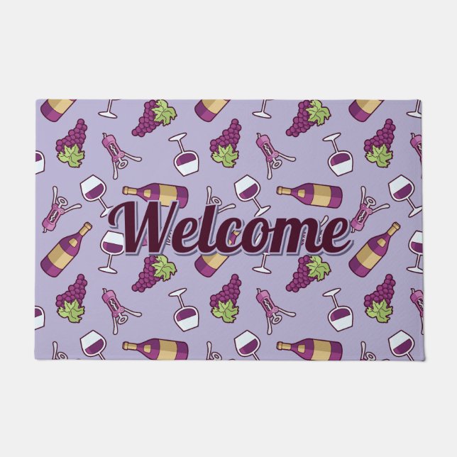 Alfombra de bienvenida con patrón de vino tinto (Anverso)