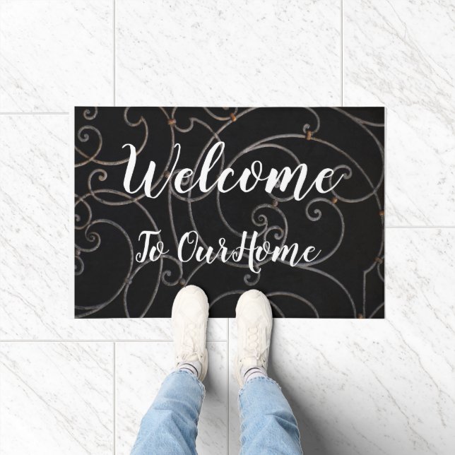 Alfombra de bienvenida con remolino negro/blanco (Interior)