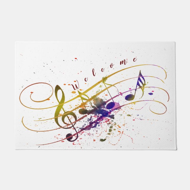 Alfombra de bienvenida con salpicaduras de música  (Anverso)