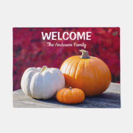 Alfombra de bienvenida de calabazas de otoño