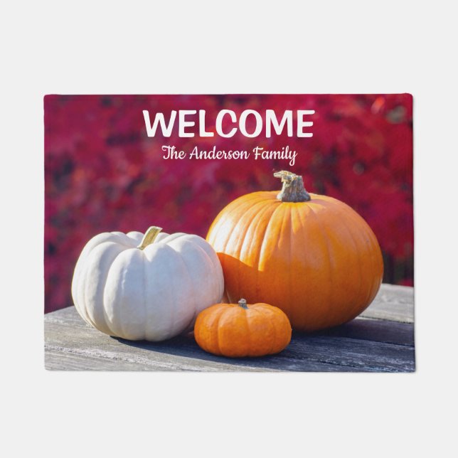 Alfombra de bienvenida de calabazas de otoño (Anverso)