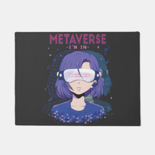 Alfombra de bienvenida de chica de anime con gafas