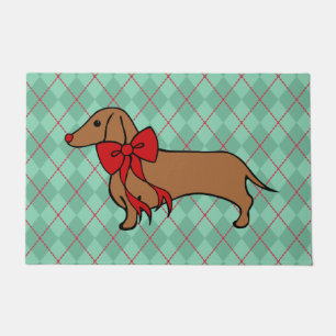 Alfombra de bienvenida de Dachshund de Navidad