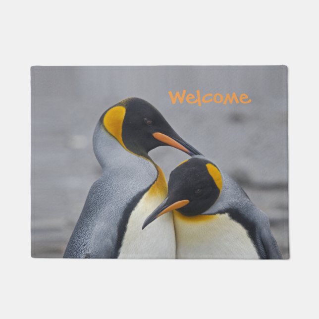 Alfombra de bienvenida de dúo de pingüinos rey (Anverso)