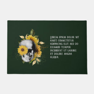 Alfombra de bienvenida de esqueleto de girasol gót