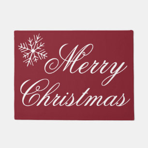 Alfombra de bienvenida de Feliz Navidad roja