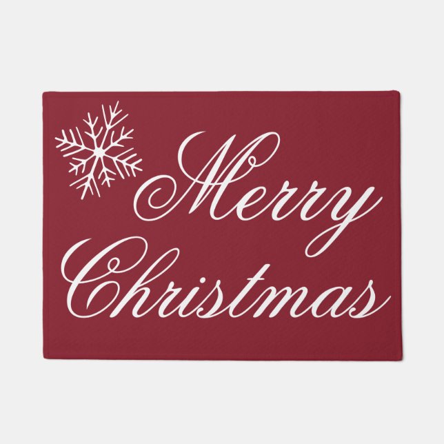 Alfombra de bienvenida de Feliz Navidad roja (Anverso)
