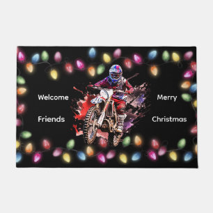 Alfombra de bienvenida de Navidad de Motocross