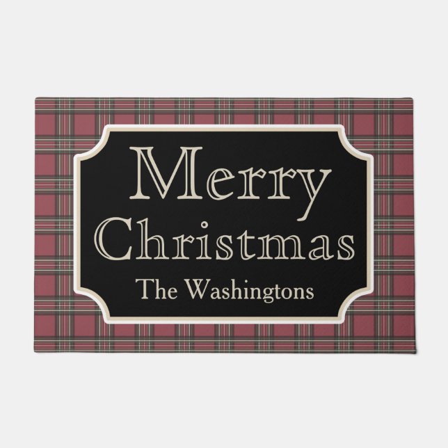 Alfombra de bienvenida de Navidad personalizada (Anverso)