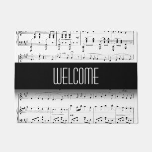 Alfombra de bienvenida de partitura blanca