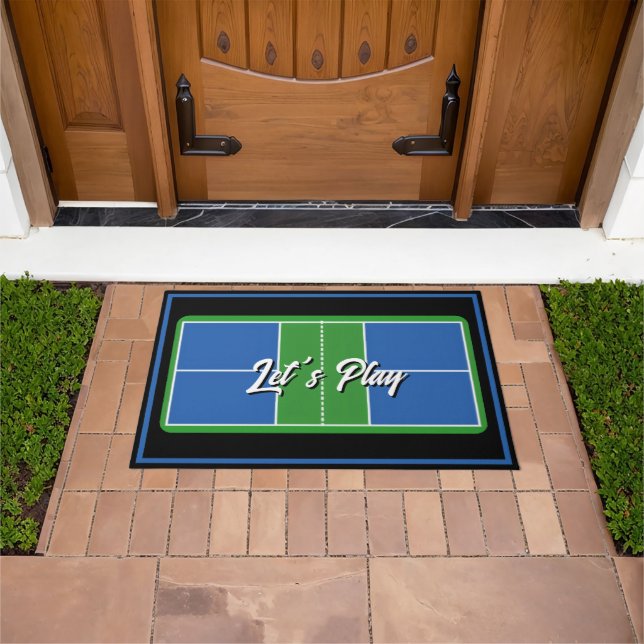 Alfombra de bienvenida de Pickleball azul verde pe (Exterior)