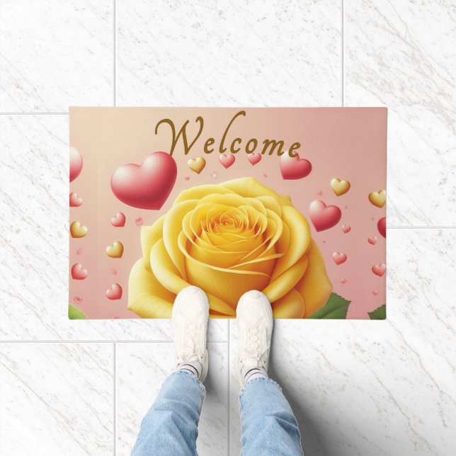Alfombra de bienvenida de rosa amarilla (Interior)