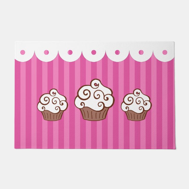 Alfombra de bienvenida de tarta de cumpleaños rosa (Anverso)
