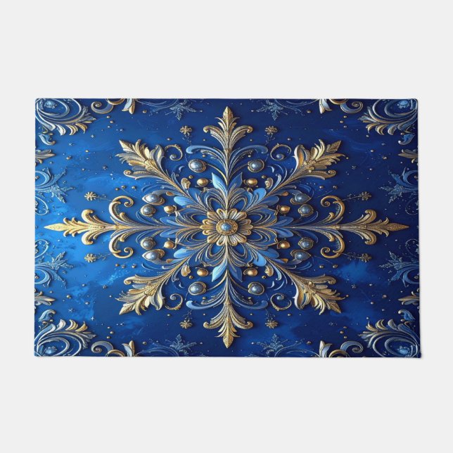Alfombra de bienvenida decorativa azul de fiesta (Anverso)