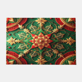 Alfombra de bienvenida decorativa navideña roja y 