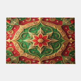 Alfombra de bienvenida decorativa navideña roja y 