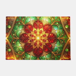 Alfombra de bienvenida decorativa navideña roja y 