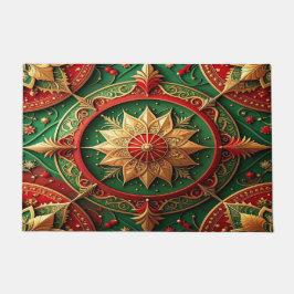 Alfombra de bienvenida decorativa navideña roja y 