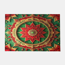 Alfombra de bienvenida decorativa navideña roja y 