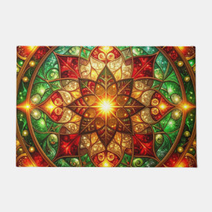 Alfombra de bienvenida decorativa navideña verde r