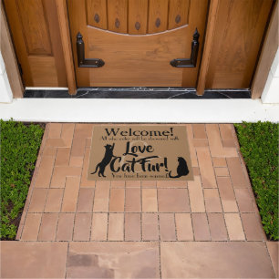 Alfombra de bienvenida divertida de amor y pelo de