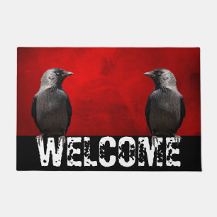 Alfombra de bienvenida Dos Cuervos Grunge Roja